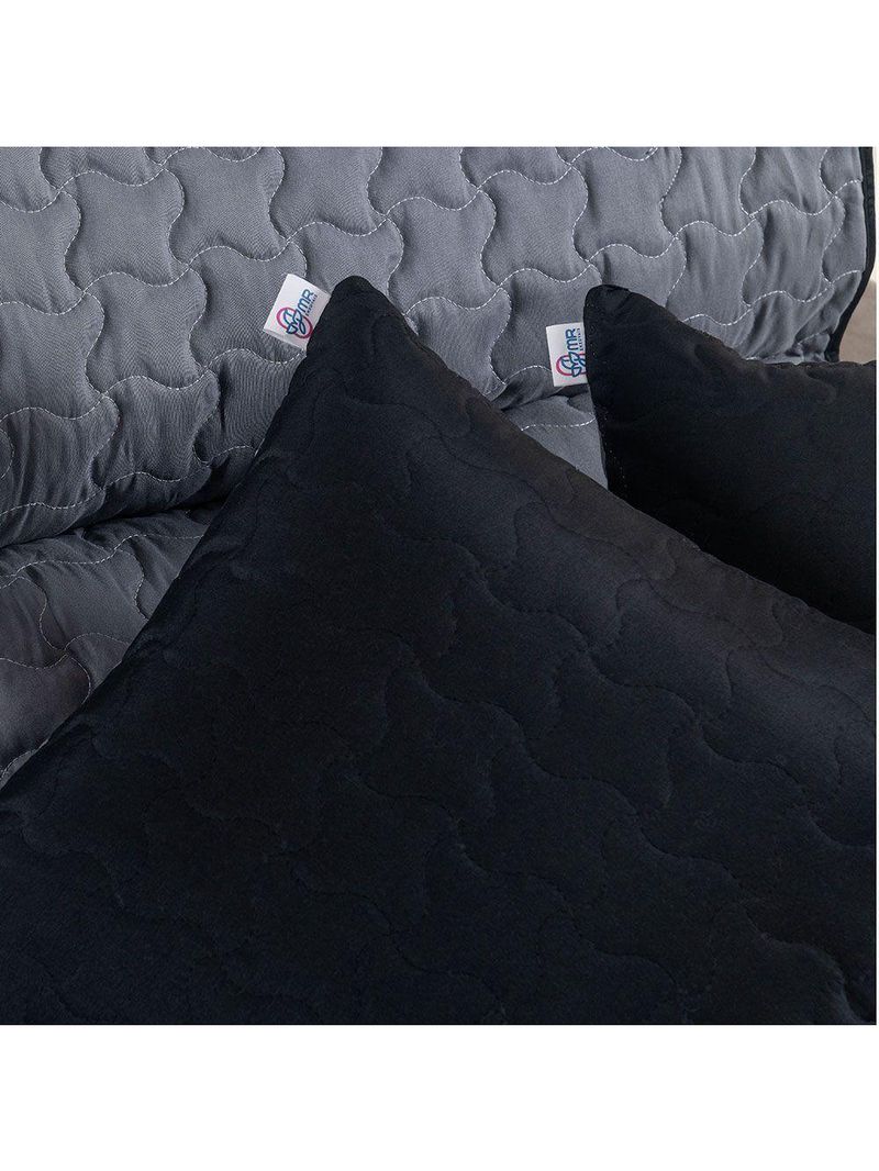 Protetor De Sofá Assento 1,80m Retrátil Shield Dupla Face Hipercal 400 Fios 100% Poliéster - Cinza/preto