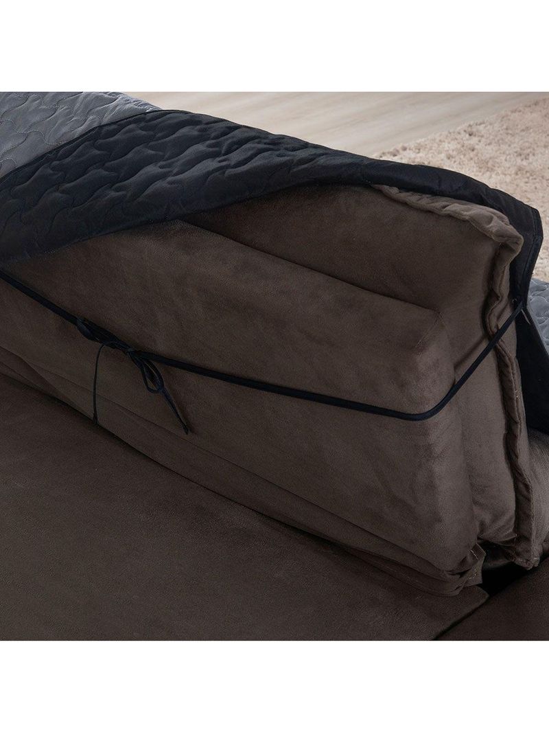 Protetor De Sofá Assento 1,80m Retrátil Shield Dupla Face Hipercal 400 Fios 100% Poliéster - Cinza/preto