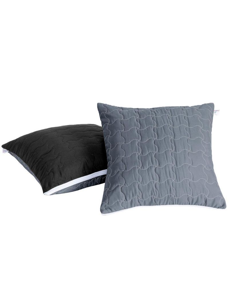 Par De Capas De Almofada Shield Dupla Face Hipercal 100% Poliéster - Cinza/preto