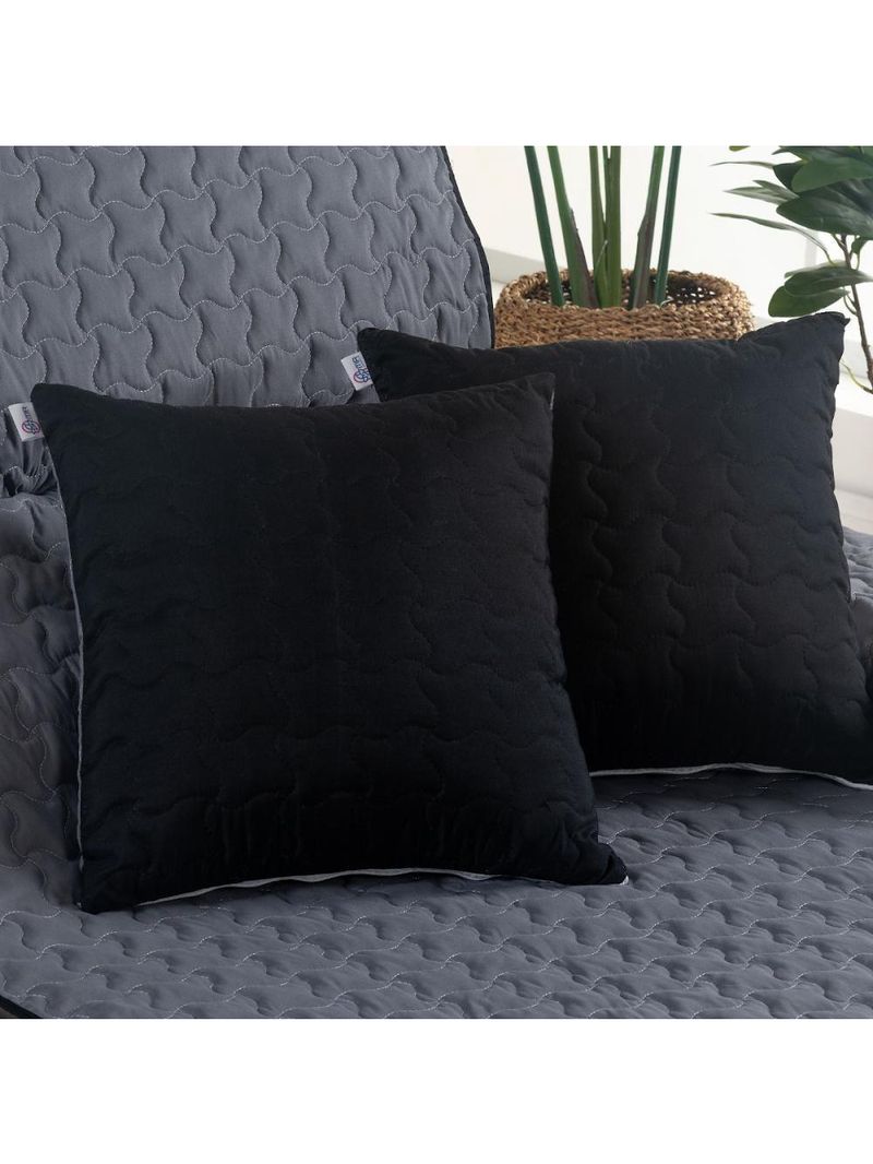 Par De Capas De Almofada Shield Dupla Face Hipercal 100% Poliéster - Cinza/preto