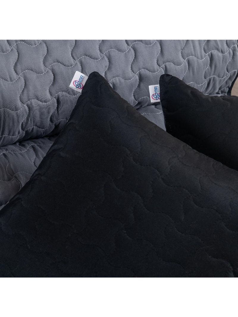 Par De Capas De Almofada Shield Dupla Face Hipercal 100% Poliéster - Cinza/preto