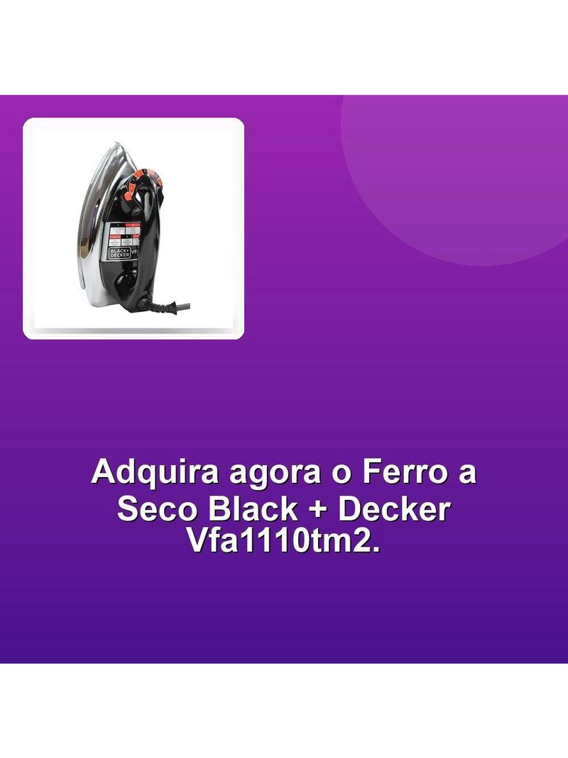 Ferro A Seco Black + Decker Vfa1110tm2 220V