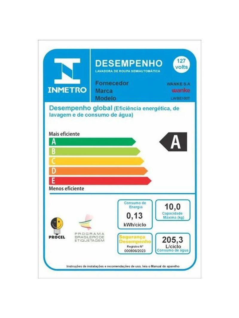 Lavadora De Roupas Semiautomática Comfort 10 Kg Preto Wanke 127V