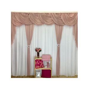 Cortina Mara Duplo Malha Gel 4,00m X 2,60m Rosê E Branco