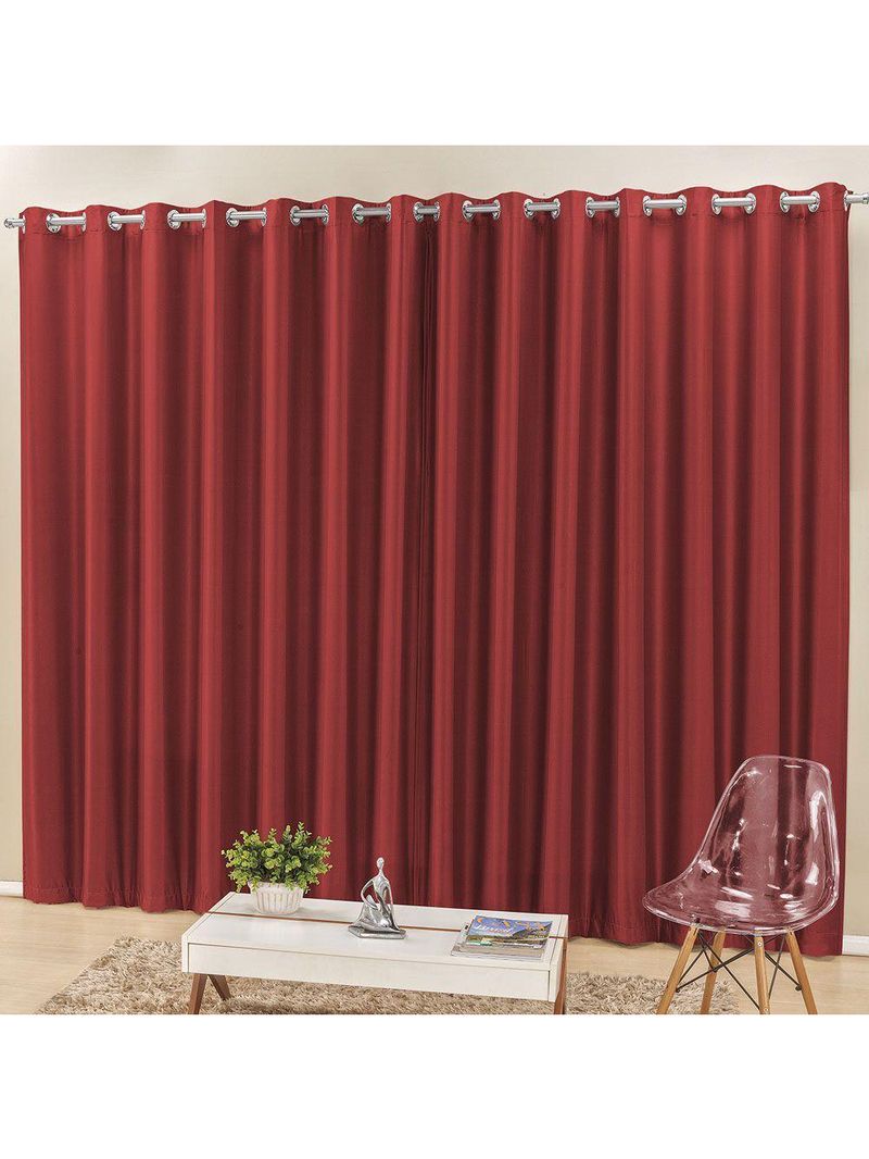 Cortina Madri Tecido Semi Blackout 3,00M X 2,50M Vermelho