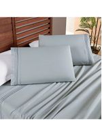 Jogo Cama Lençol Honore King Micro Percal 200 Fios C/ Detalhes Bordados 4 Peças - Cinza Geada