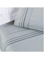 Jogo Cama Lençol Honore King Micro Percal 200 Fios C/ Detalhes Bordados 4 Peças - Cinza Geada