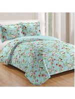 Kit Cobre Leito Colcha Mix Queen Estampado  3 Peças - Luiza