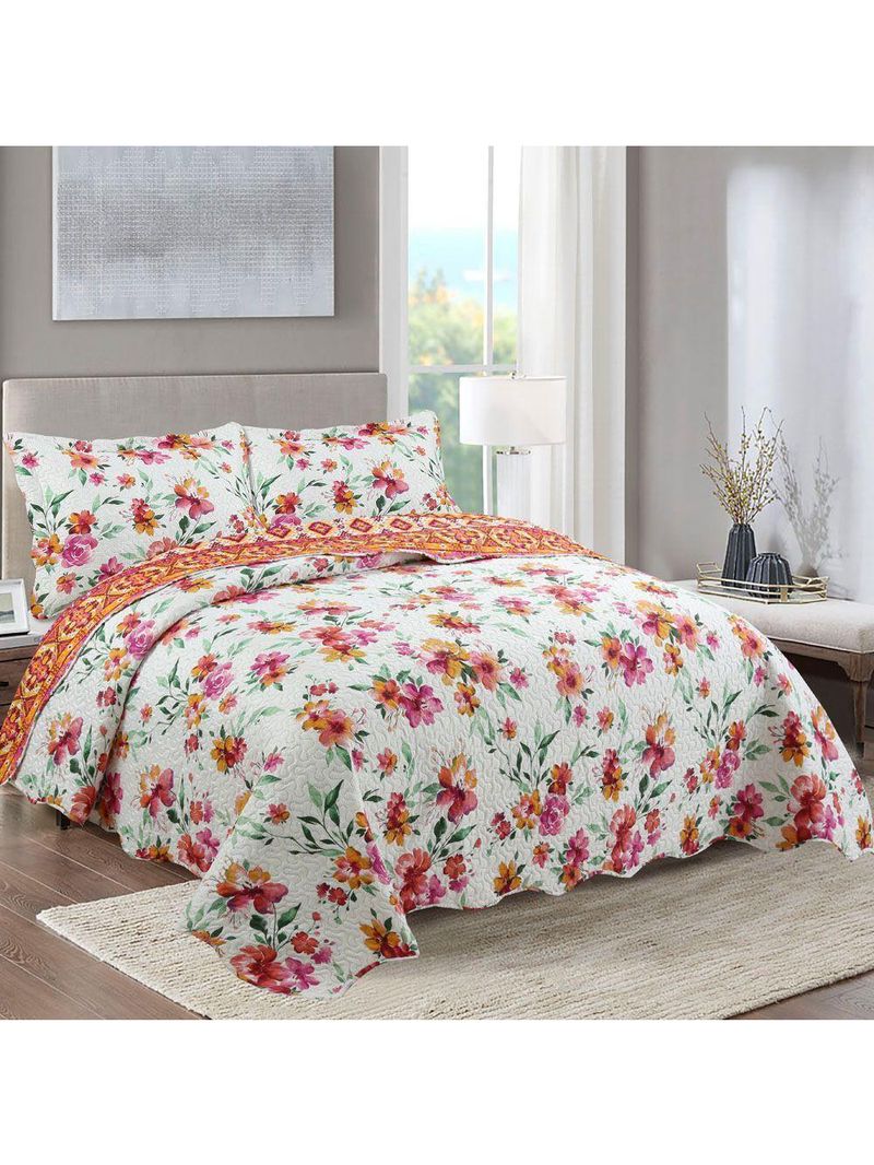 Kit Cobre Leito Colcha Casa Scarpa Mix Queen 3 Peças/Lilian