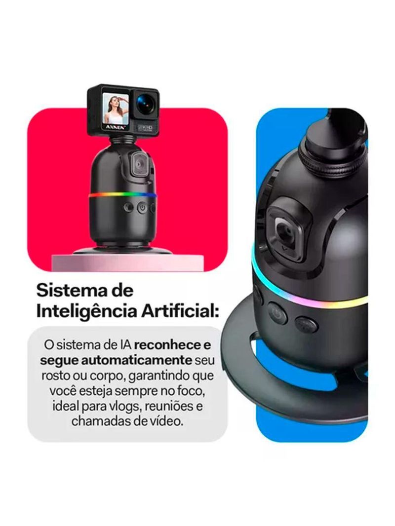Gimbal Suporte Celular 360 Reconhecimento Facial Lançamento