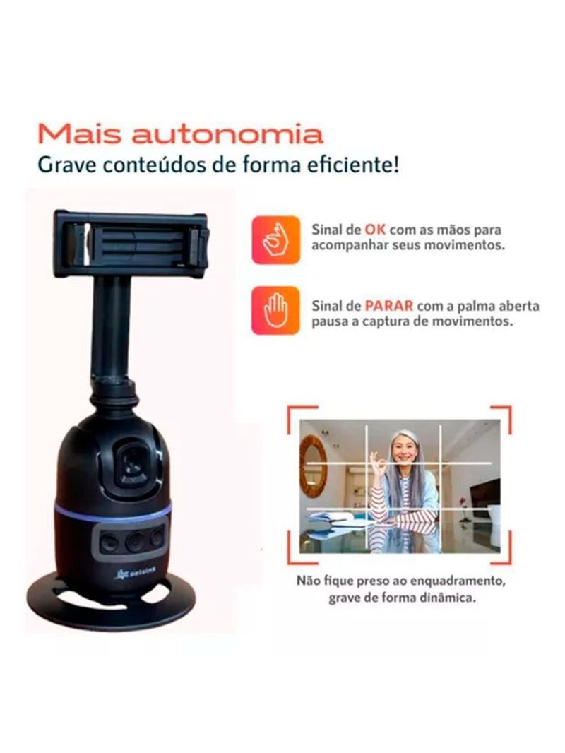 Gimbal Suporte Celular 360 Reconhecimento Facial Lançamento