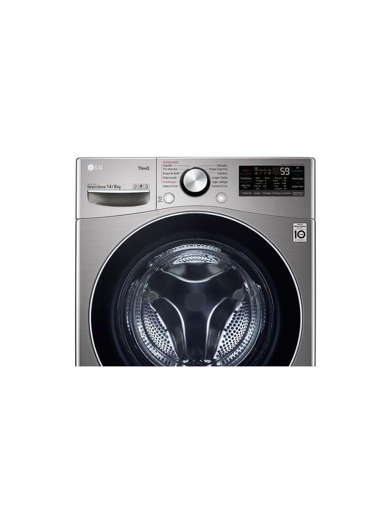 Lava e Seca Smart LG 14kg Aço Escovado com Inteligência Artificial AIDD WD14EGS62A 220V