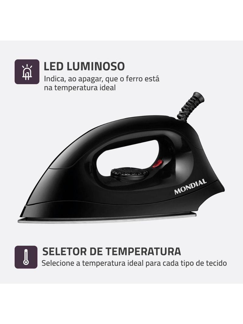 Ferro A Seco Mondial FSN55B 1000W Preto 220V