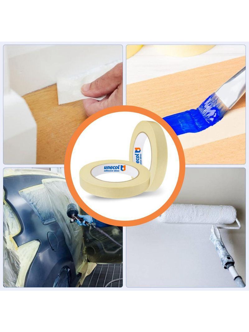 Kit 12 Fita Crepe 18mmx10m Uso Geral Resistente Alta Fixação Pintura Artesanato Escolar