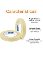 Kit 12 Fita Crepe 18mmx10m Uso Geral Resistente Alta Fixação Pintura Artesanato Escolar