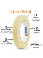 Kit 12 Fita Crepe 18mmx10m Uso Geral Resistente Alta Fixação Pintura Artesanato Escolar