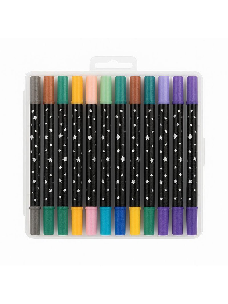 Canetas Para Colorir Com Glitter 2 Pontas – 48 Cores Vibrantes