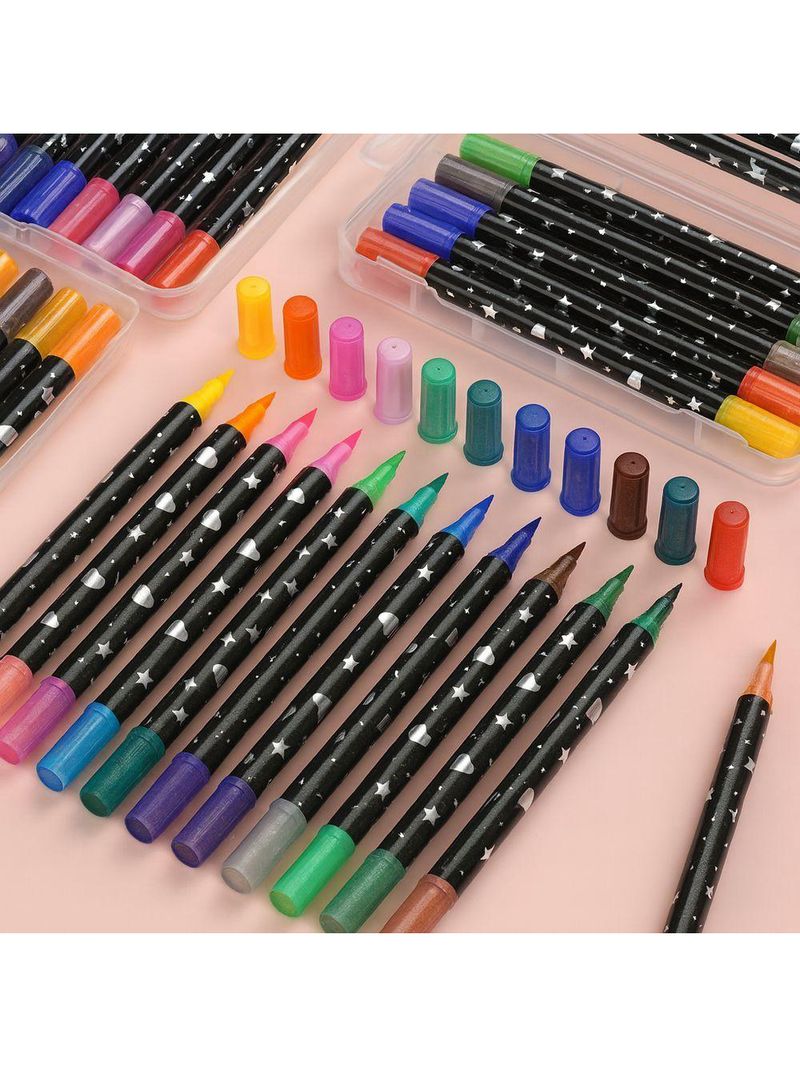 Canetas Para Colorir Com Glitter 2 Pontas – 48 Cores Vibrantes