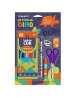 Kit Material Escolar Infantil Lápis De Cor Leo & Leo Jardim 7 Peças Dinossauro