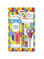 Kit Material Escolar Infantil Lápis De Cor Leo & Leo Jardim 7 Peças Smille