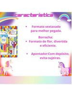 Kit Material Escolar Infantil Lápis De Cor Leo & Leo Jardim 7 Peças Smille