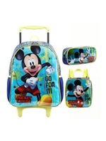 Kit Mochila De Rodinha Lancheira Térmica E Estojo Mickey