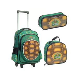 Kit Mochila Rodinha Lancheira Estojo Duplo Tartarugas Ninja Yepp