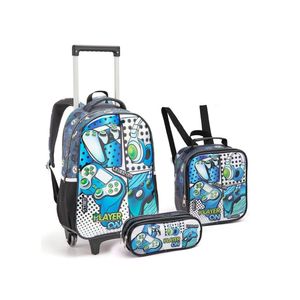 Kit Mochila Rodinhas Lancheira Estojo Infantil Gamer Player On Escolar Jogos Video Game Seanite