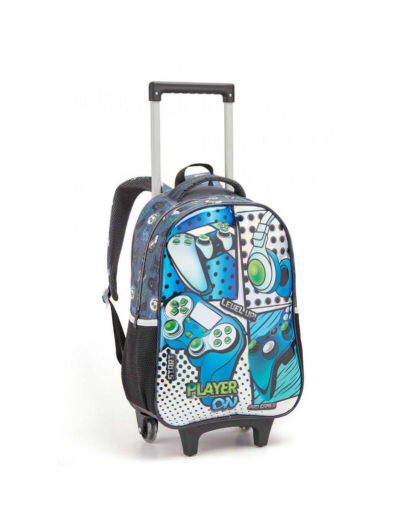 Kit Mochila Rodinhas Lancheira Estojo Infantil Gamer Player On Escolar Jogos Video Game Seanite