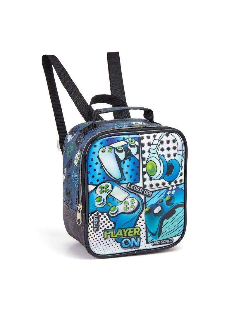 Kit Mochila Rodinhas Lancheira Estojo Infantil Gamer Player On Escolar Jogos Video Game Seanite