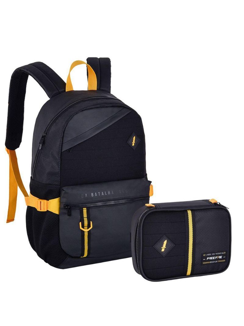 Kit Mochila De Costas E Estojo Box Games Preto