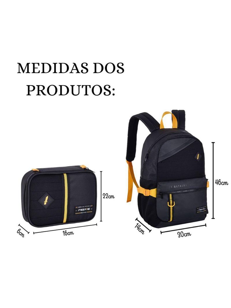 Kit Mochila De Costas E Estojo Box Games Preto