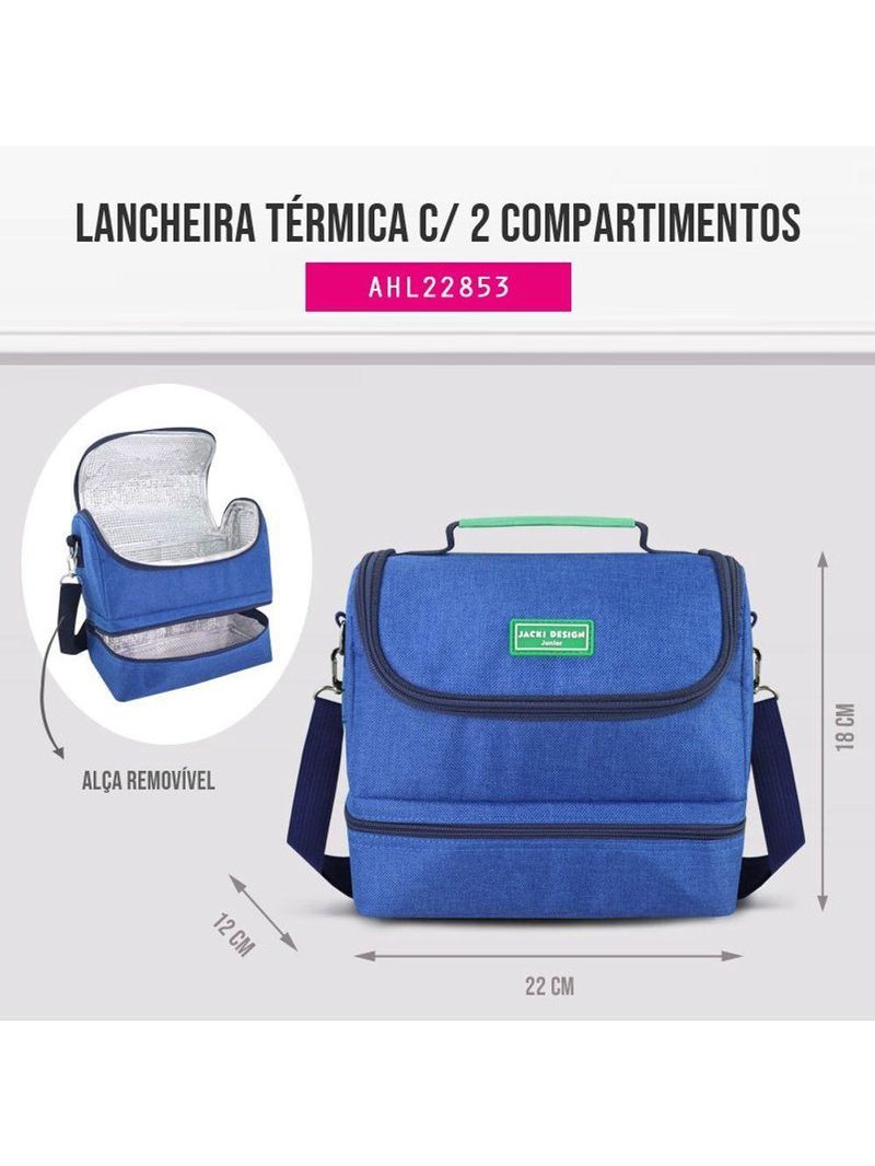 Lancheira Térmica C- 2 Compartimentos Jacki Design - Pink Azul