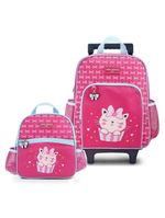 Conjunto De Mochila Com Rodinhas E Lancheira Térmica Infantil 4750ml Pink
