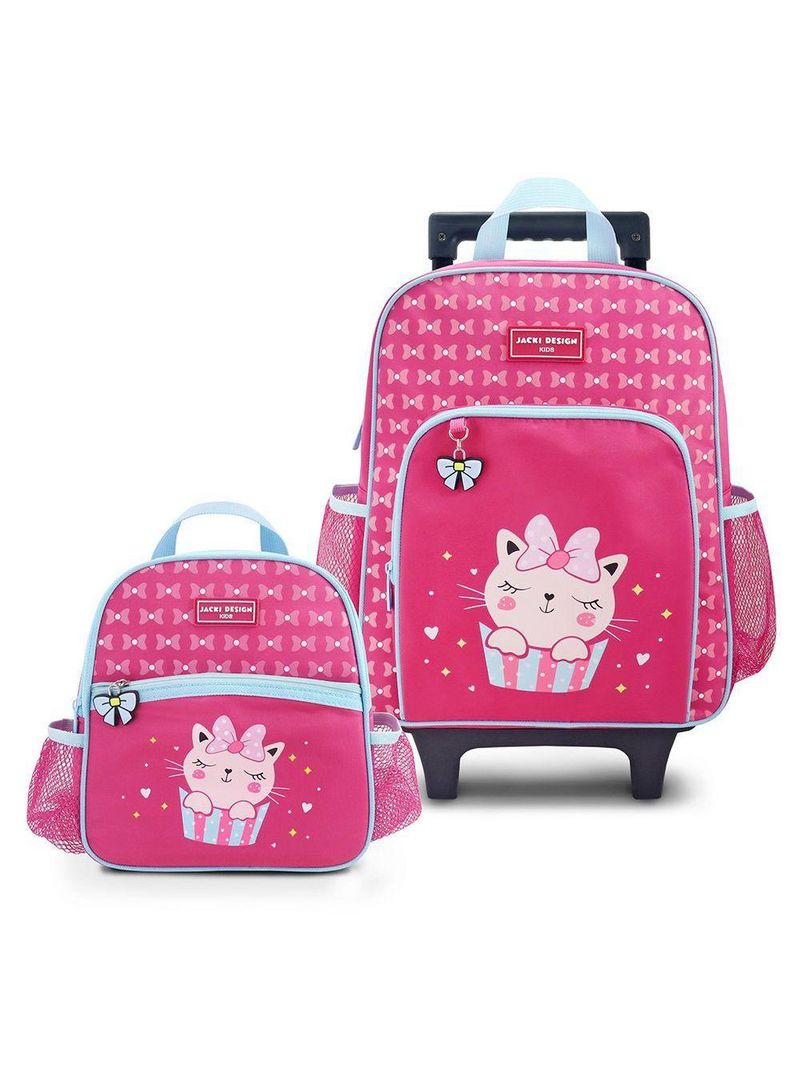 Conjunto De Mochila Com Rodinhas E Lancheira Térmica Infantil 4750ml Pink