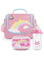 Kit Lancheira Térmica, Pote Marmita 400ml E Garrafa 460ml Infantil Piccolino Rosa