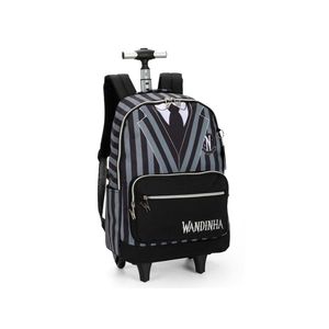 Mochila De Rodinhas Wandinha Uniforme Preto - Luxcel