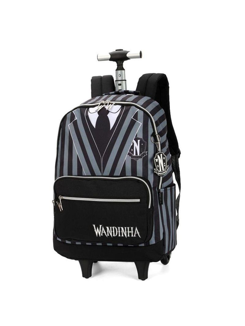 Mochila De Rodinhas Wandinha Uniforme Preto - Luxcel