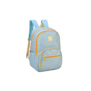 Mochila De Costas Up4you Azul Com Bolinhas Laranja - Luxcel