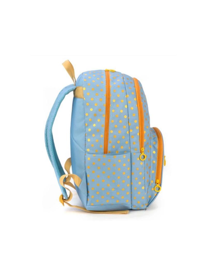Mochila De Costas Up4you Azul Com Bolinhas Laranja - Luxcel