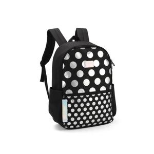 Mochila Juvenil Preta C/ Bolinhas Prata Up4you