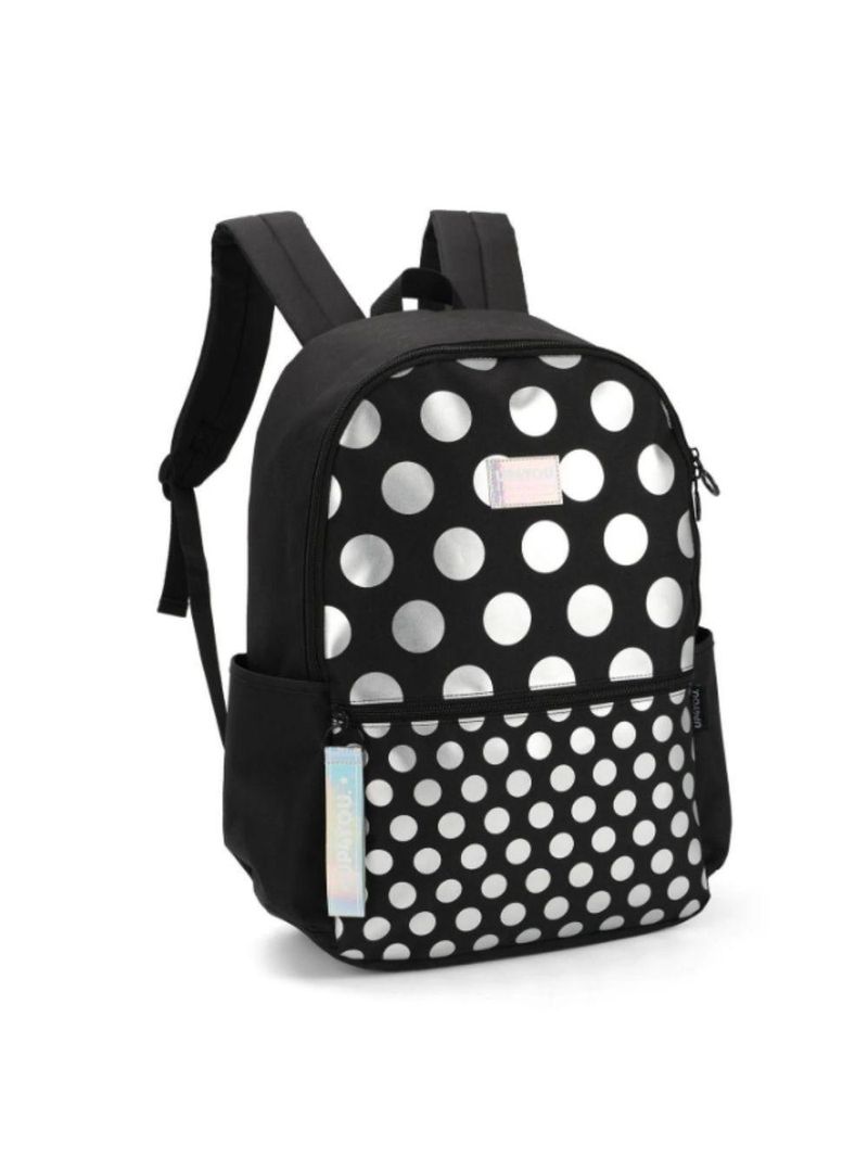 Mochila Juvenil Preta C/ Bolinhas Prata Up4you