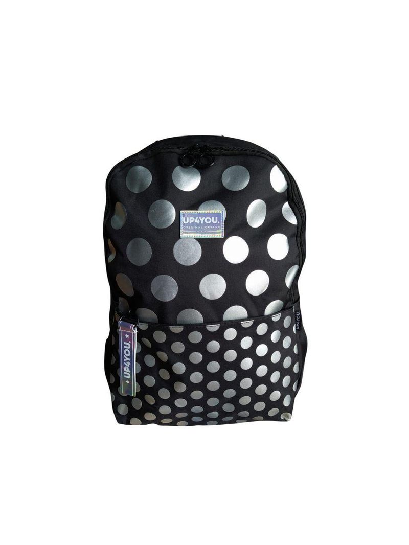 Mochila Juvenil Preta C/ Bolinhas Prata Up4you