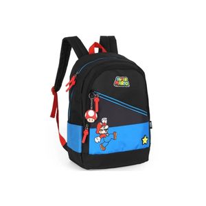 Mochila De Costas Escolar Super Mario Azul Luxcel