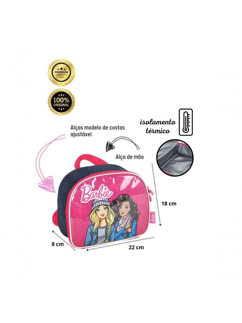 Lancheira Escolar Térmica Luxo Barbie - Azul