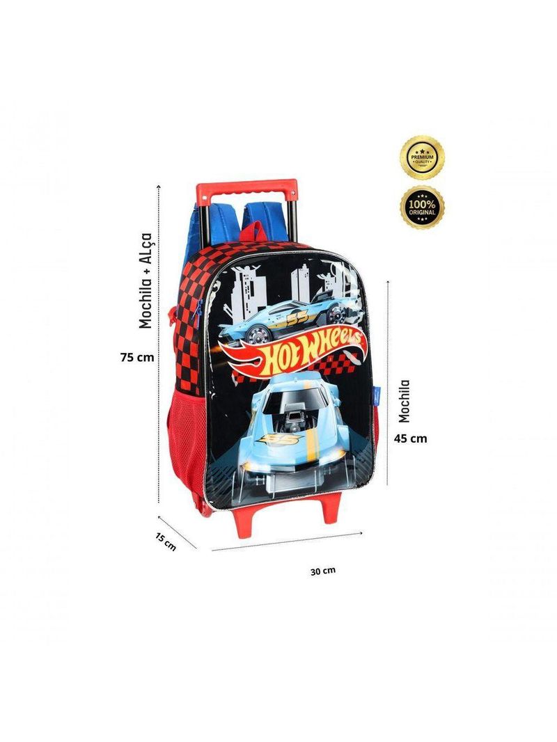 Mochila De Rodinhas Escolar Hot Wheels Ic41512 - Preto