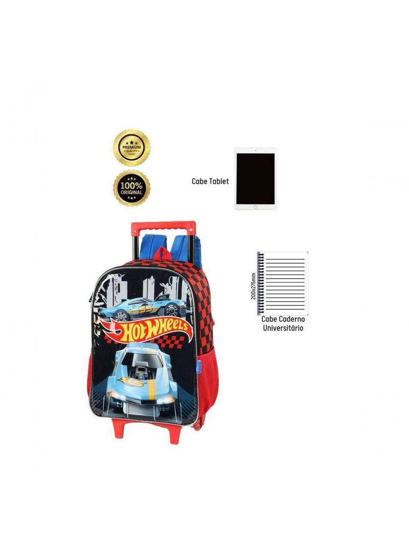 Mochila De Rodinhas Escolar Hot Wheels Ic41512 - Preto