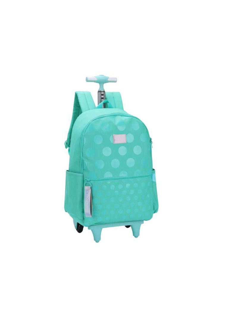 Mochila De Rodinhas Turquesa Com Bolinhas Up4you