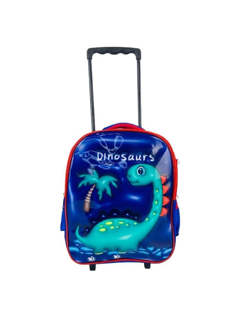 Kit Mochila Infantil Com Rodinhas Meninos Bolsa Escolar Dinossauro + Estojo + Lancheira Térmica Dino