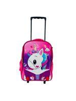 Kit Mochila De Carrinho Infantil Escolar: Estojo + Lancheira Térmica + Bolsa Impermeável Unicórnio Rosa
